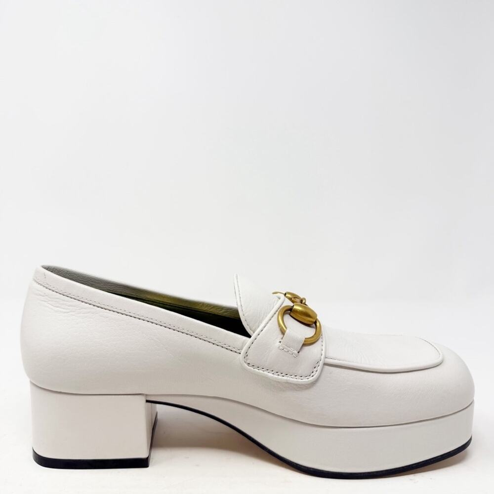 Gucci Houdan Horsebit Platform Loafers White Leather Womens Size EU 36 - Picture 7 of 11